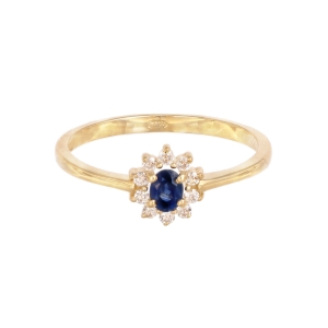 Inel cu diamante Aur 14K si safir