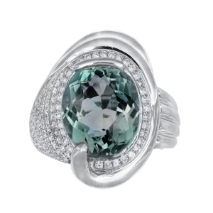 Inel cu diamante Aur 18K si cuart