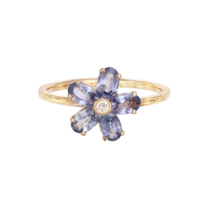 Inel cu diamante Aur 14K si safire
