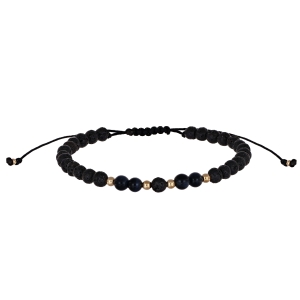 Bratara snur Aur 14K cu Lava vulcanica si Ochi de soim