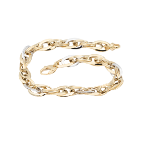 Bratara Aur 14K galben, alb, geometric