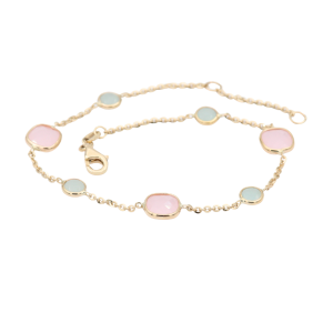 Bratara Aur 14K galben, minimalist, quartz si pietre semipretioase