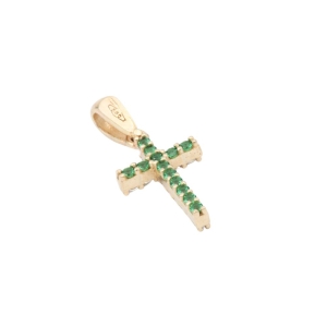 Pandantiv Aur 14K galben, cruce cu zirconii