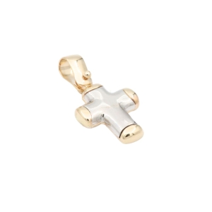 Pandantiv Aur 14K galben, alb, cruce