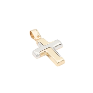 Pandantiv Aur 14K galben, alb, cruce
