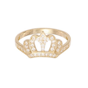 Inel Aur 14K galben, coroana cu zirconii