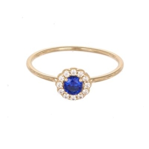 Inel Aur 14K galben, solitaire cu zirconii