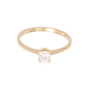 Inel de logodna Aur 14K galben, solitaire cu zirconiu