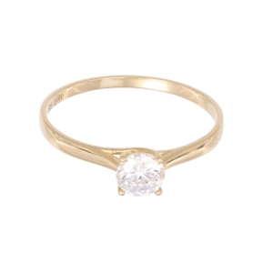 Inel de logodna Aur 14K galben, solitaire cu zirconiu