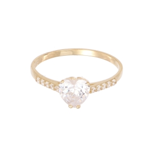 Inel de logodna Aur 14K galben, solitaire cu zirconiu