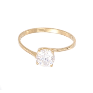 Inel de logodna Aur 14K galben, solitaire cu zirconiu