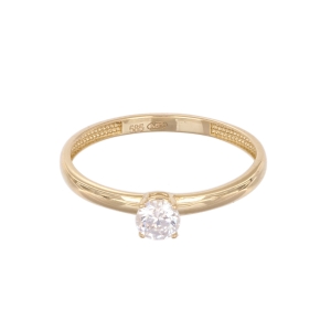Inel de logodna Aur 14K galben, solitaire cu zirconiu