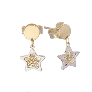 Cercei Aur 14K galben, alb, stea