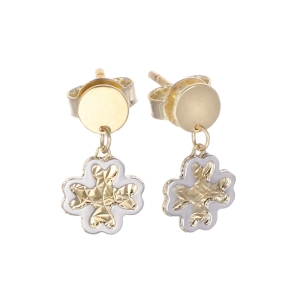 Cercei Aur 14K galben, alb, floare
