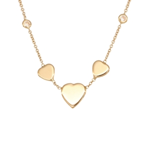 Colier Aur 14K galben inima cu zirconii