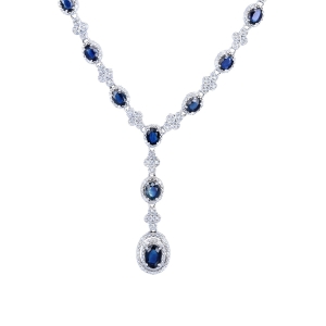 Colier cu diamante si safire Aur 18K