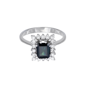 Inel cu diamante Aur 18K si safir